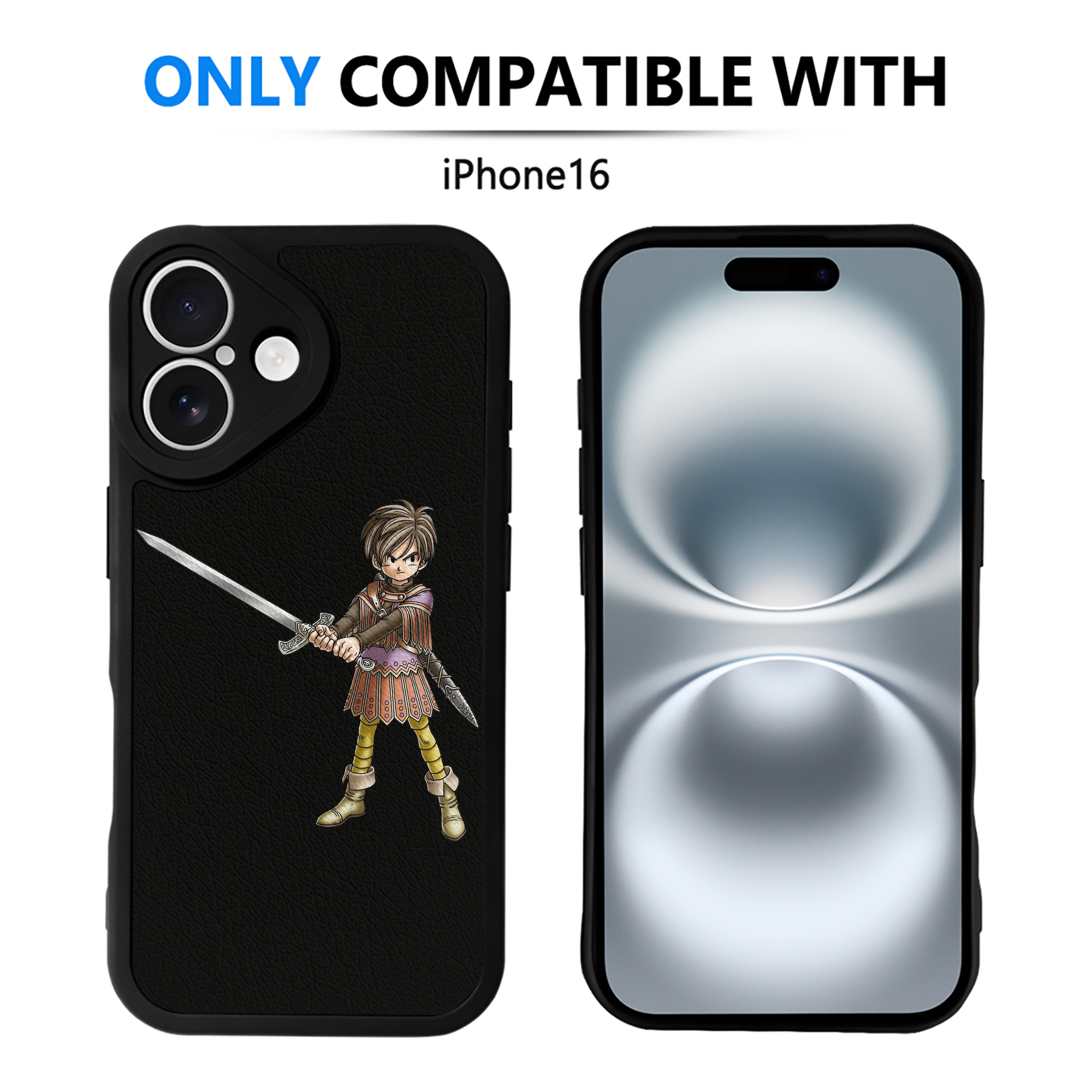 （画像用） ドラゴンクエスト Doragon Kuesuto Dragon Quest 【iPhone 16シリーズ対応】シリコンスマホケース（レザー調） 材質：シリコン